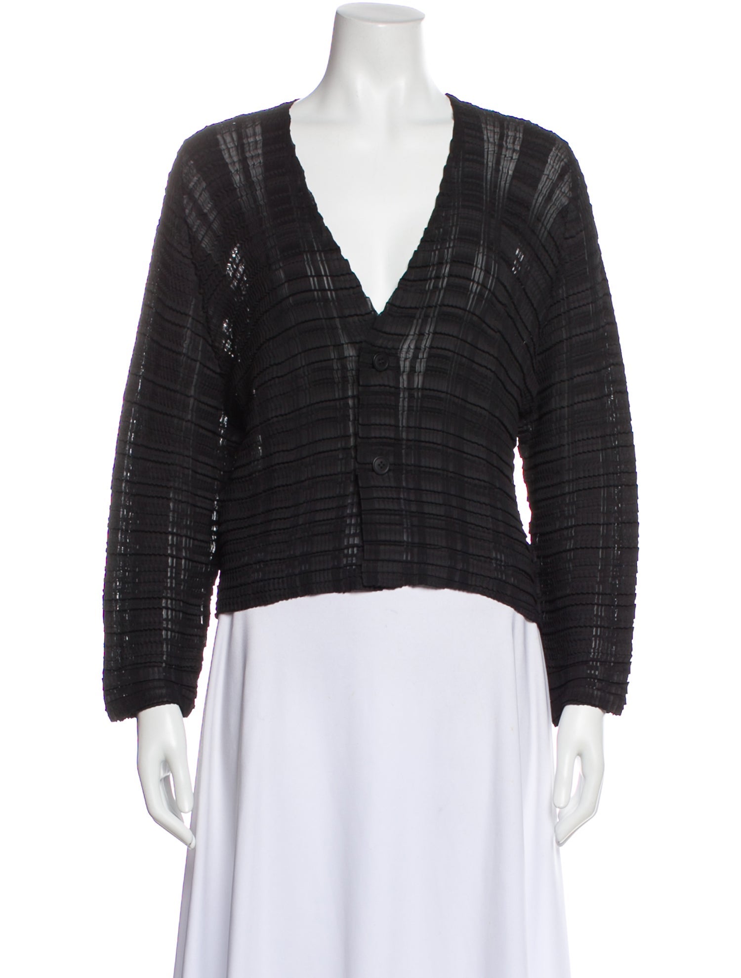 Issey Miyake V-Neck Long Sleeve Top