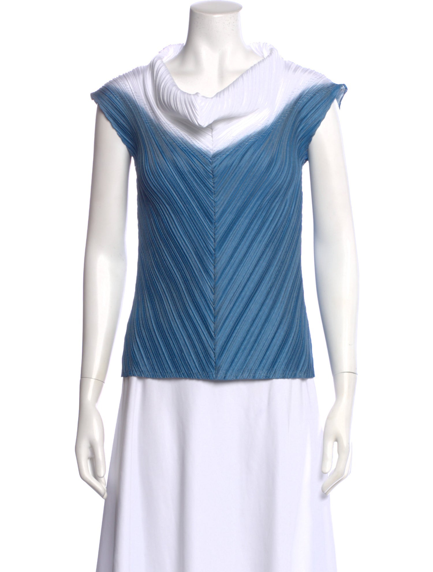 Issey Miyake Colorblock Pattern Cowl Neck Top