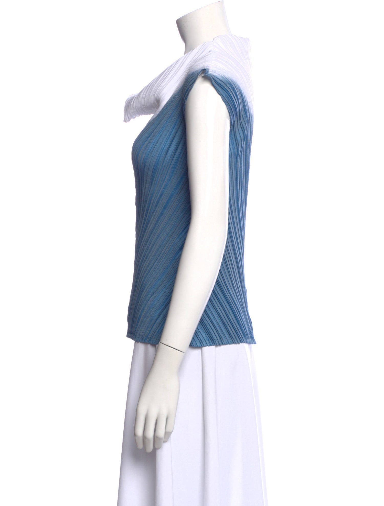 Issey Miyake Colorblock Pattern Cowl Neck Top