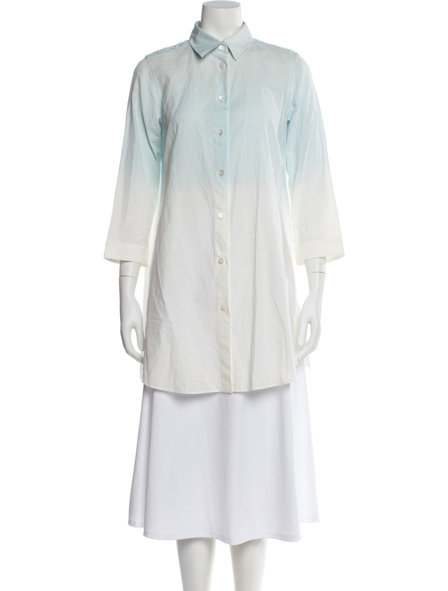 Issey Miyake Three-Quarter Sleeve Button-Up Top