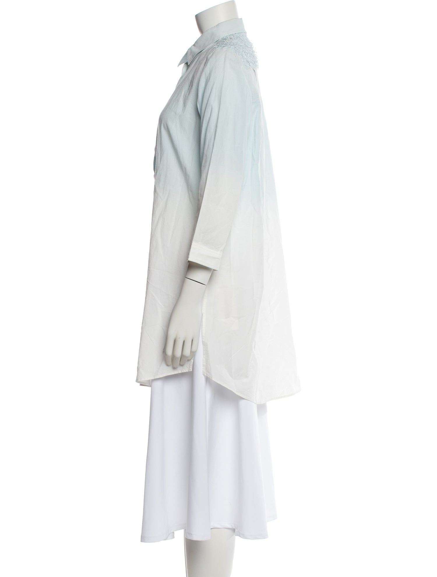 Issey Miyake Three-Quarter Sleeve Button-Up Top