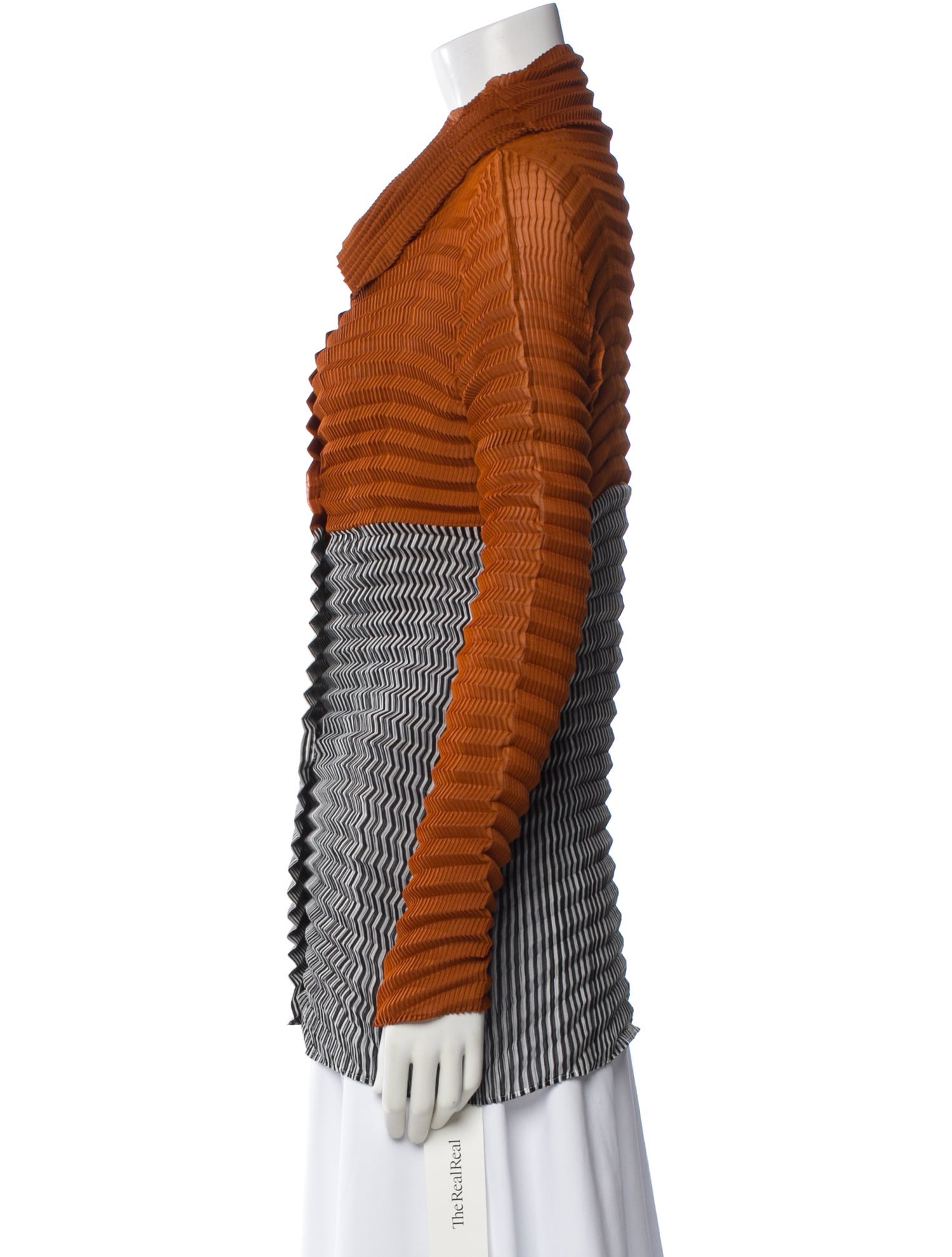 Issey Miyake Striped Long Sleeve Blouse