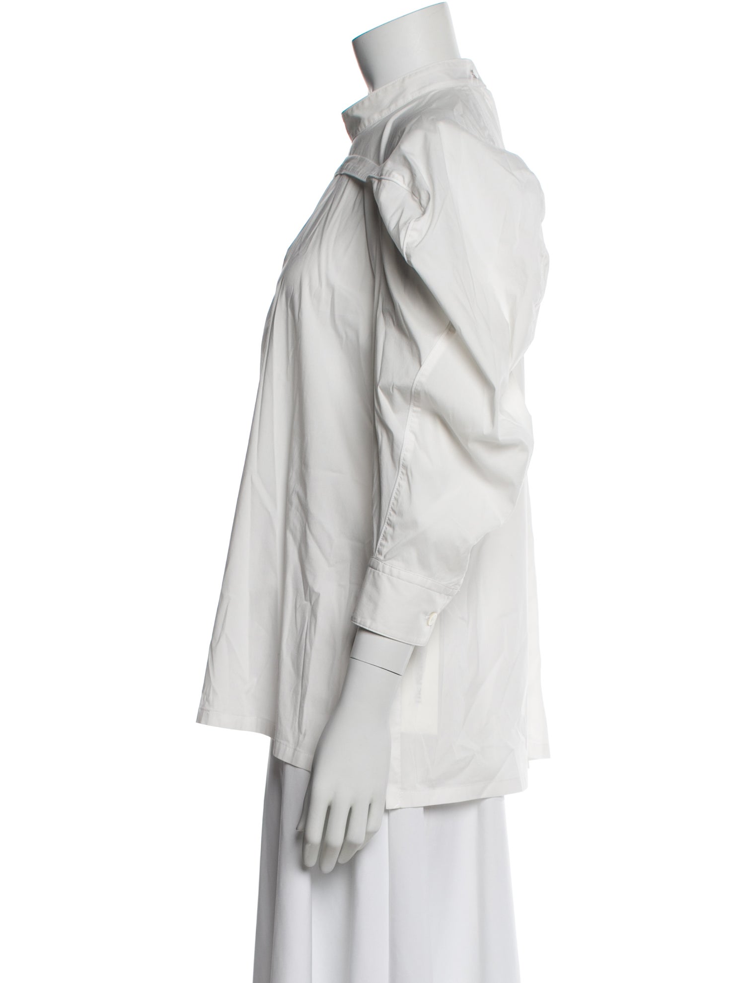 Issey Miyake Mock Neck Long Sleeve Blouse