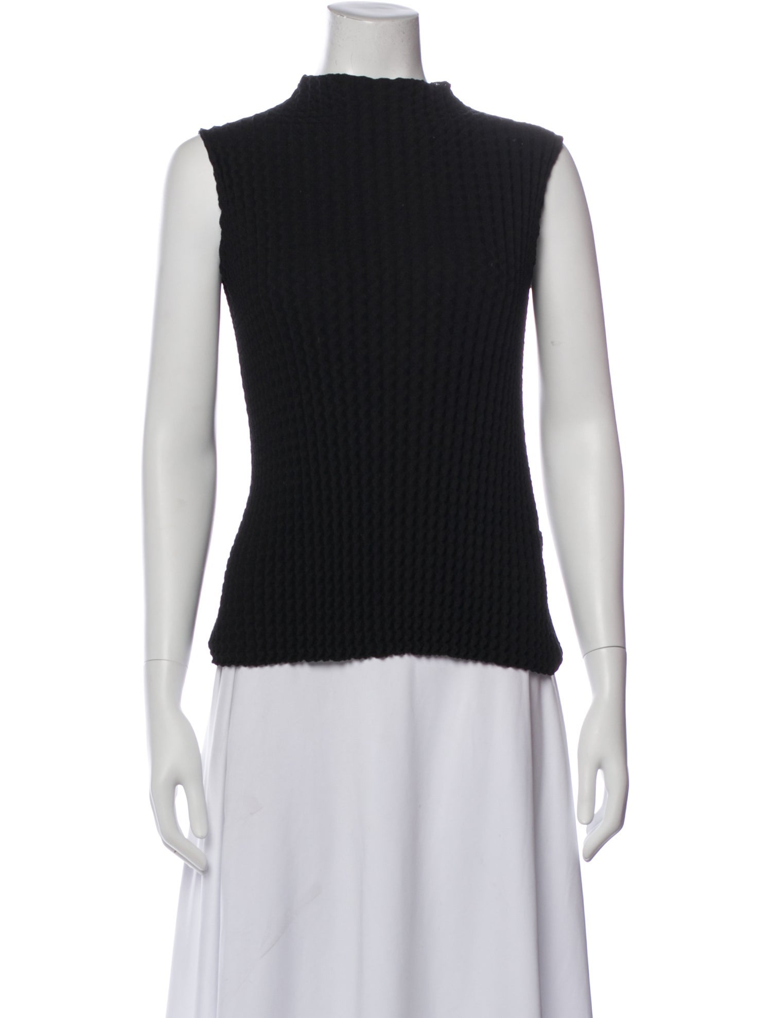 Issey Miyake Mock Neck Sleeveless Top
