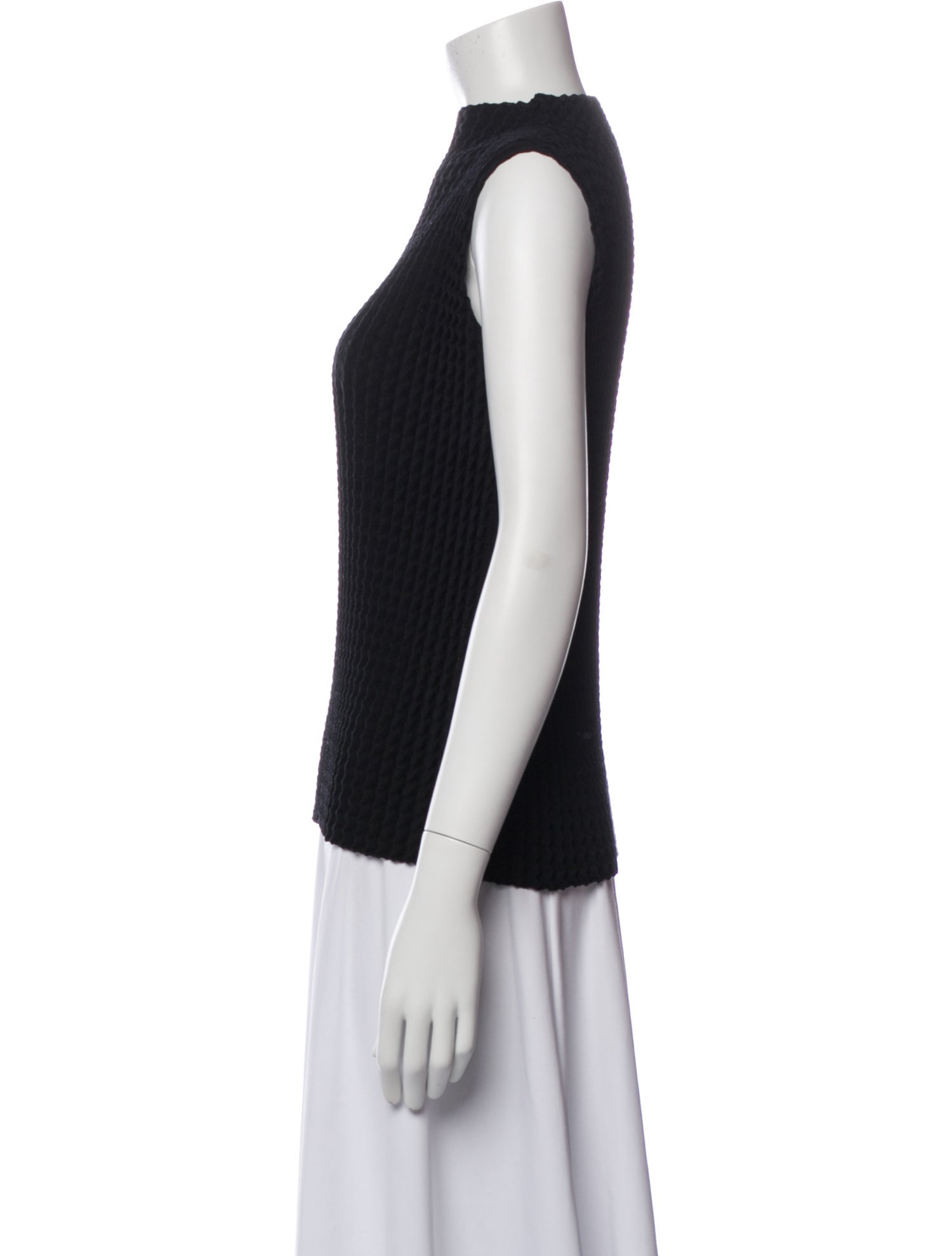 Issey Miyake Mock Neck Sleeveless Top
