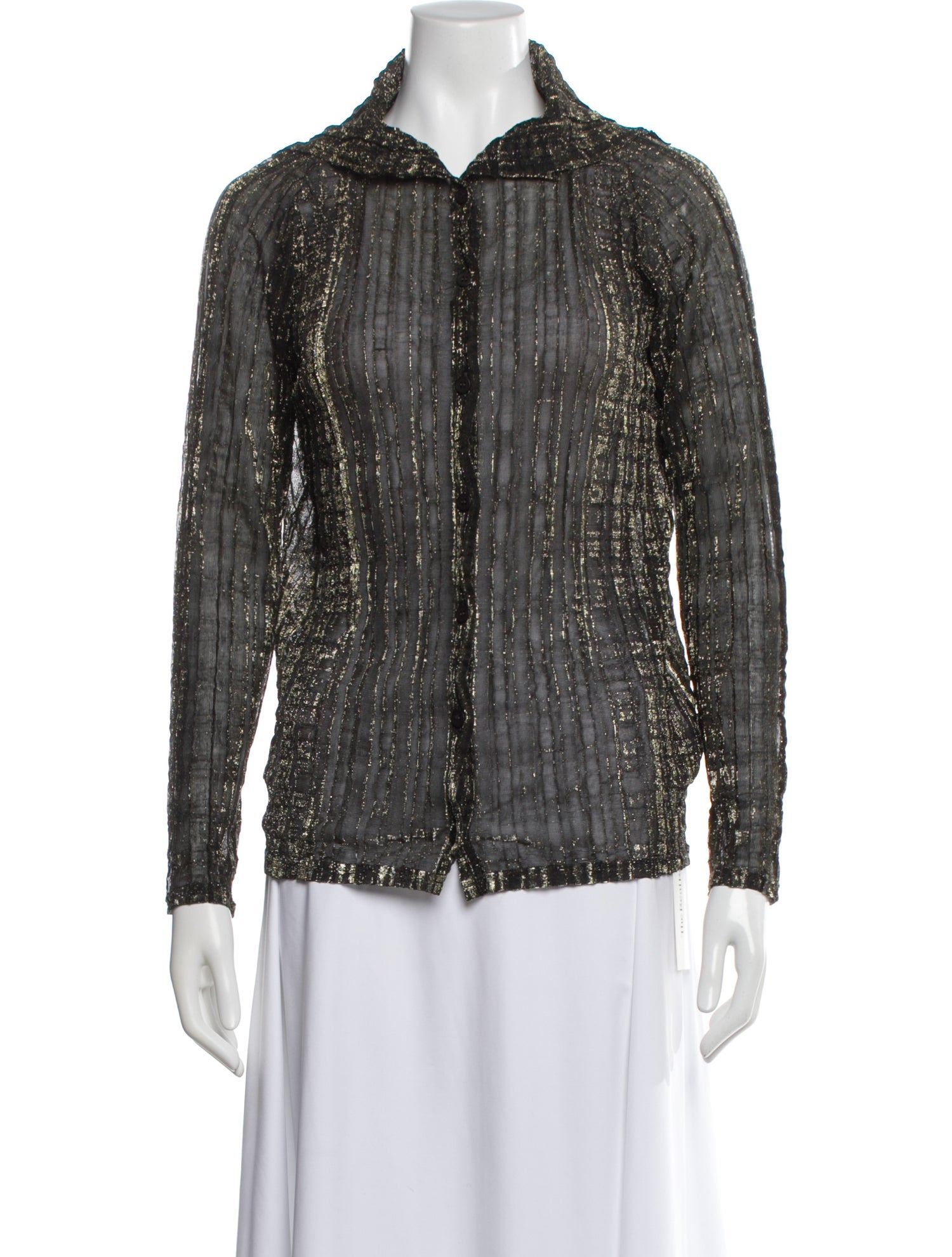 Issey Miyake Nylon Striped Blouse