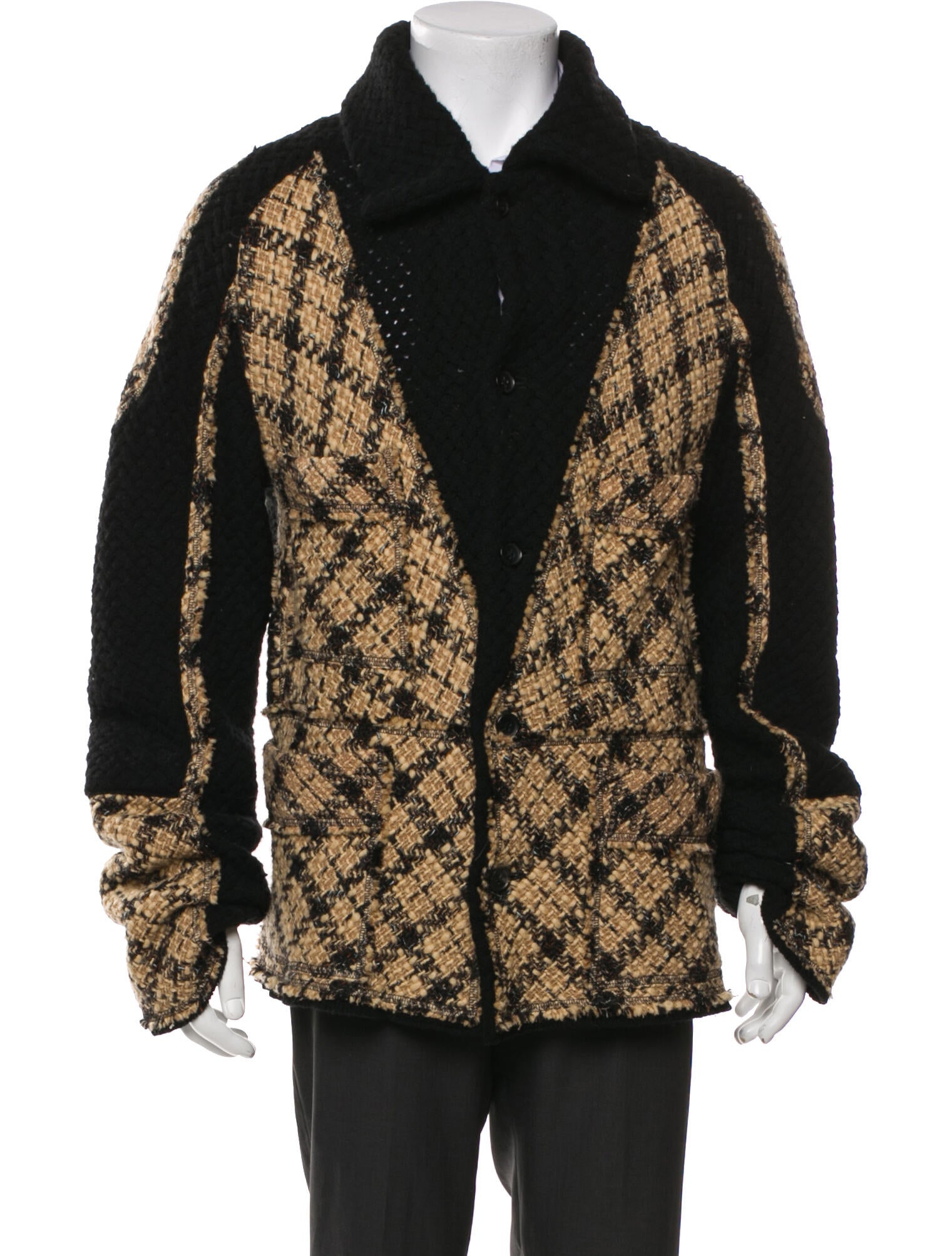 Issey Miyake Wool Houndstooth Print Peacoat