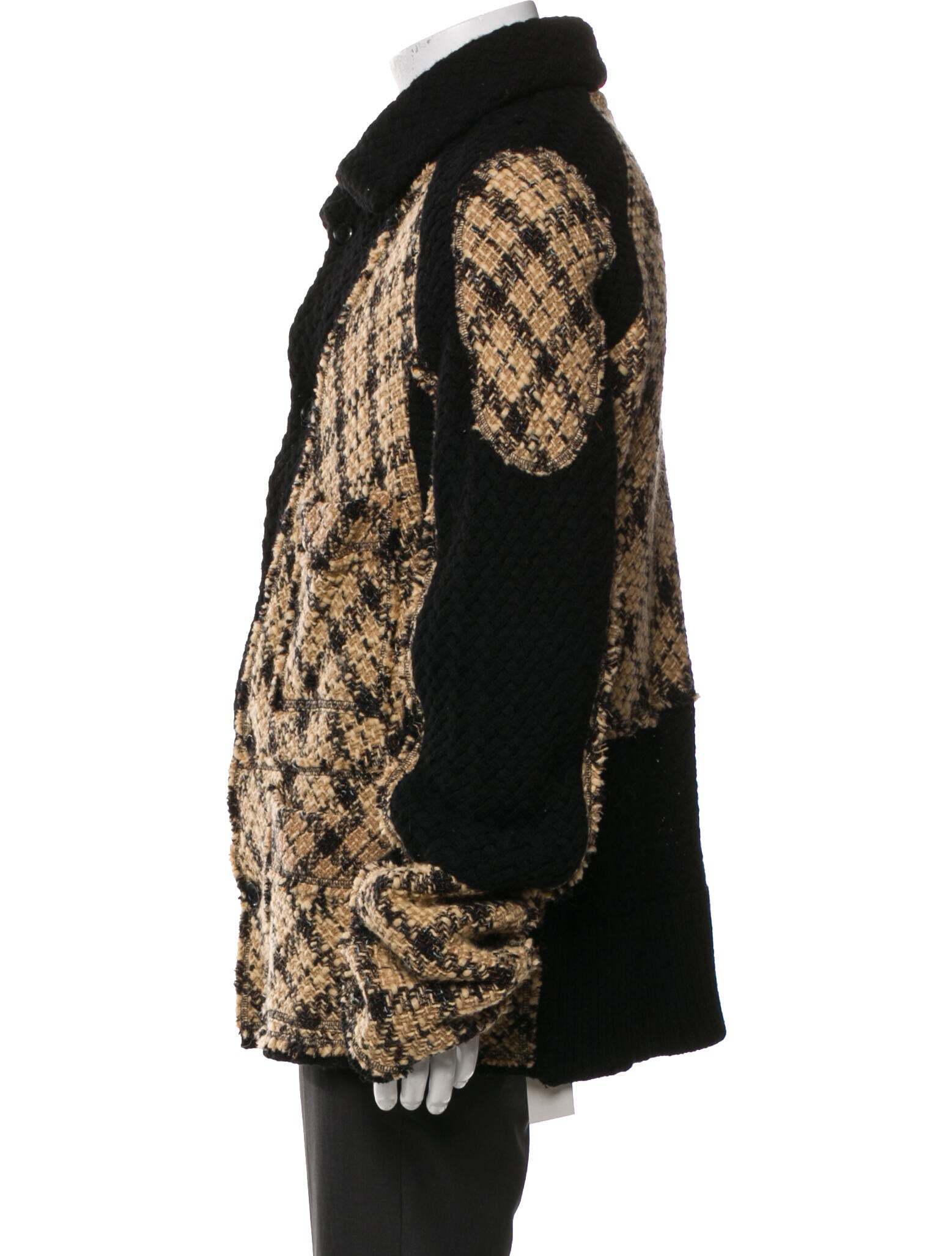 Issey Miyake Wool Houndstooth Print Peacoat