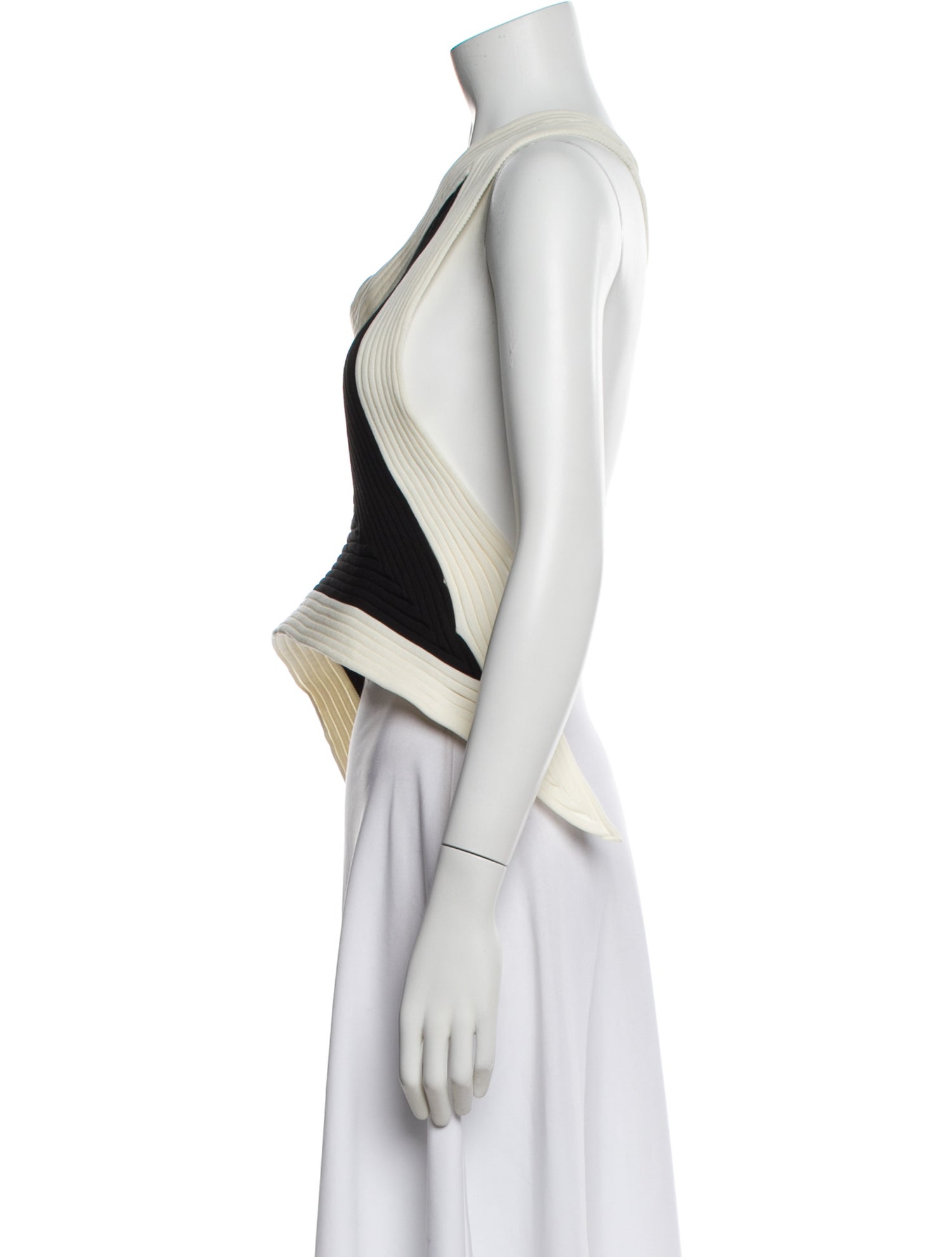 Issey Miyake Colorblock Pattern One-Shoulder Top