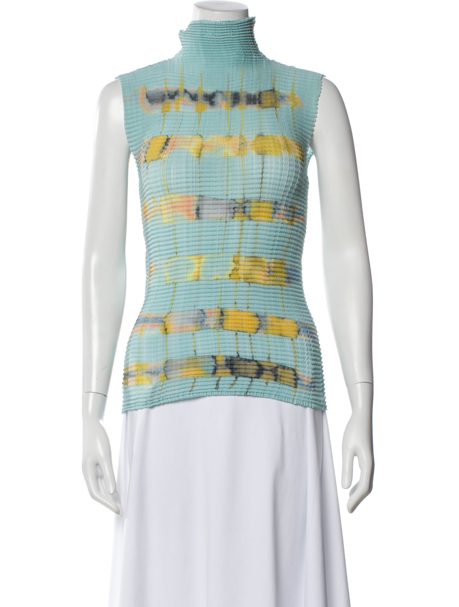 Issey Miyake Printed Mock Neck Top