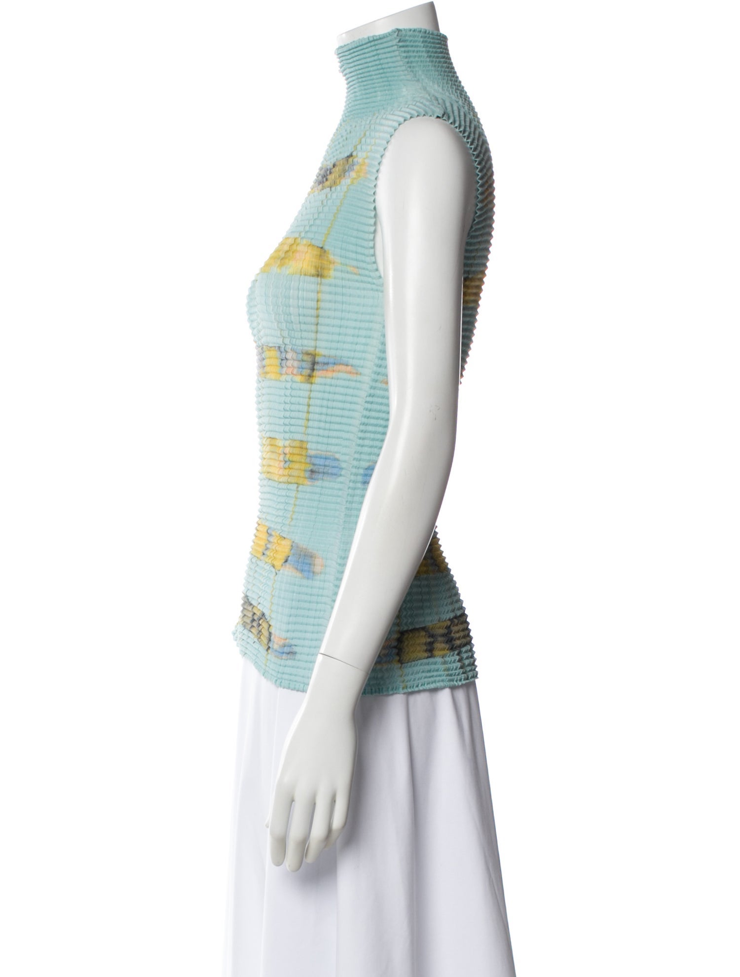 Issey Miyake Printed Mock Neck Top