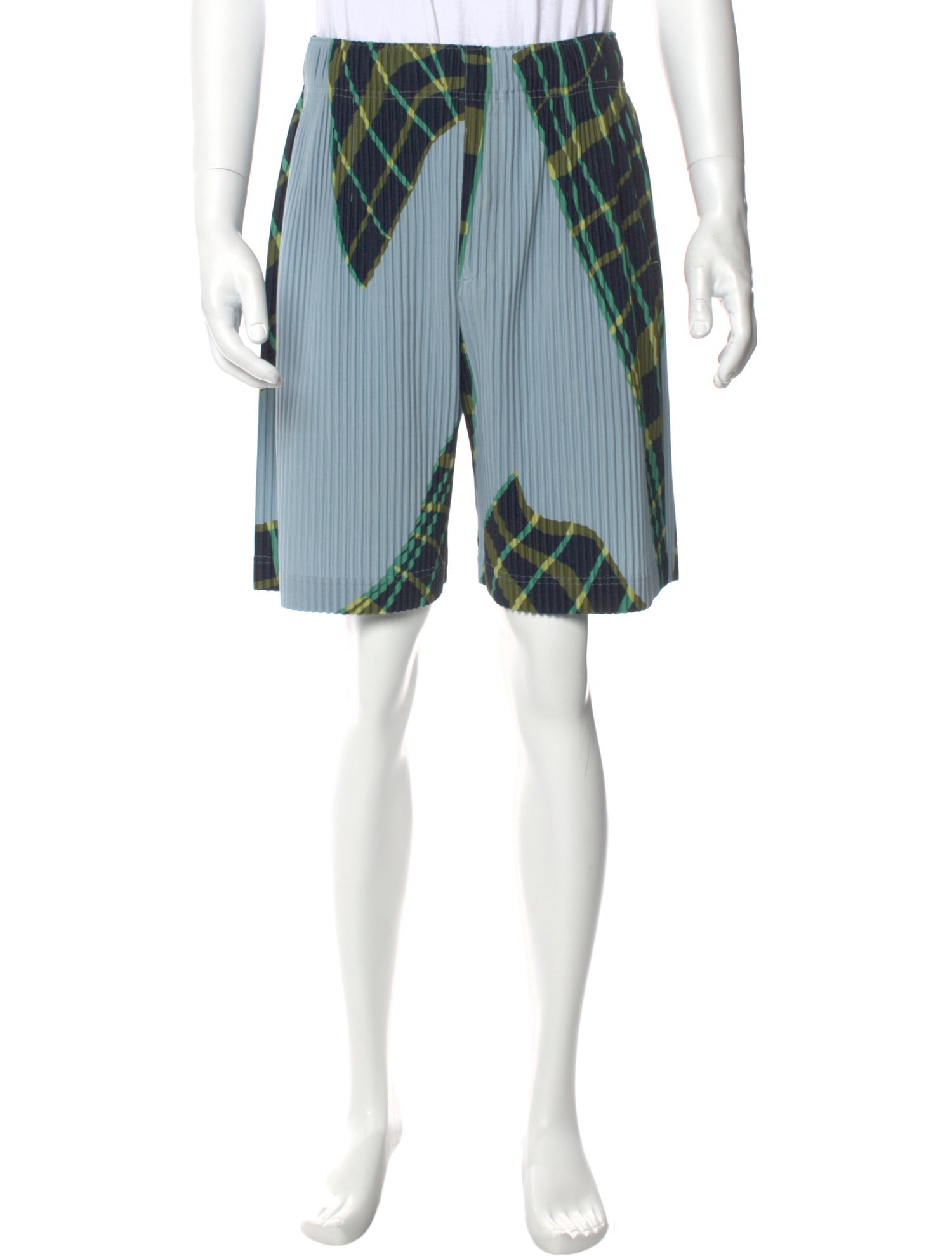 Issey Miyake Plaid Print Jogger Shorts