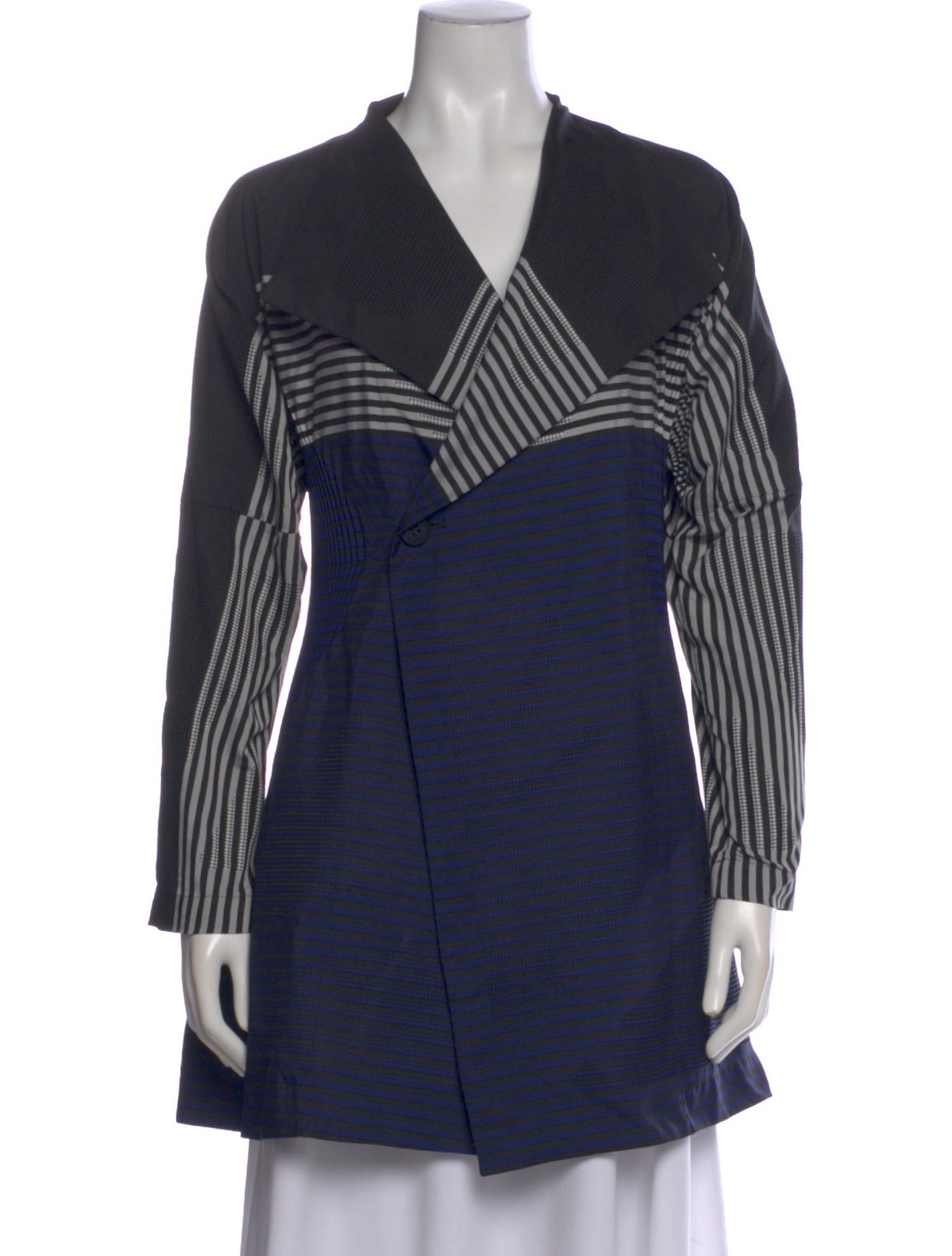 Issey Miyake Striped V-Neck Top