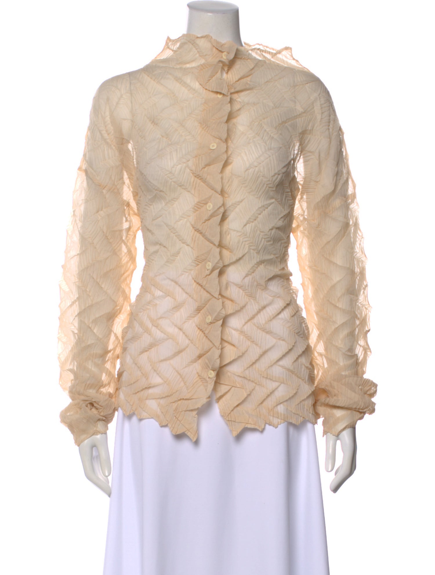 Issey Miyake Patterned Long Sleeve Blouse