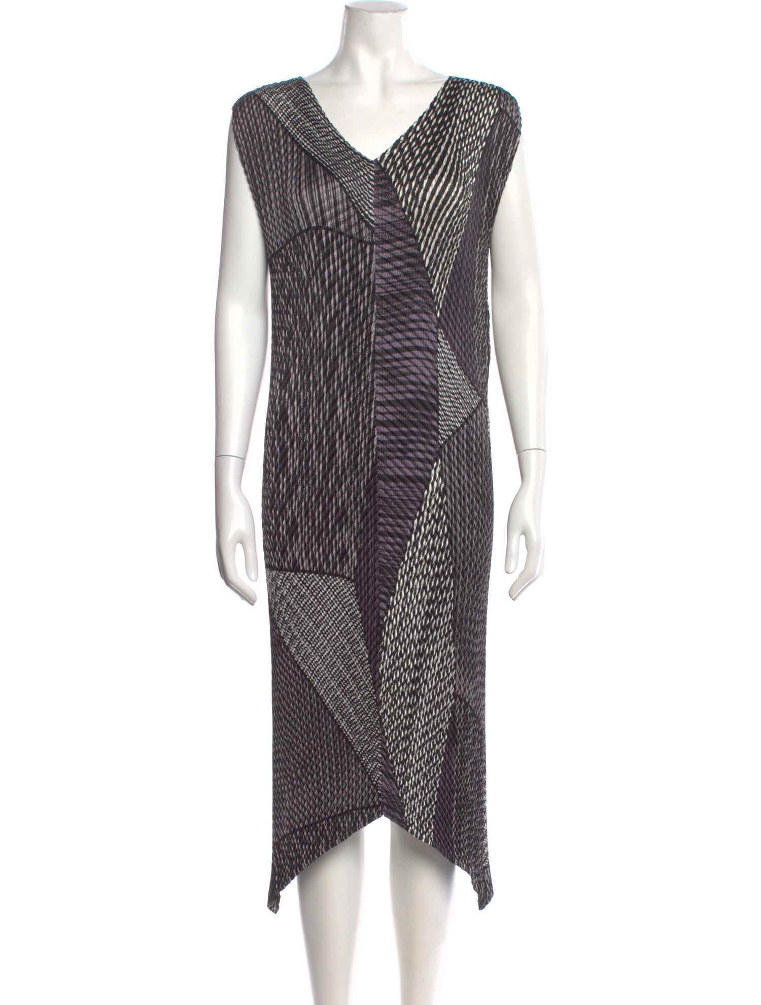 Issey Miyake Striped Midi Length Dress