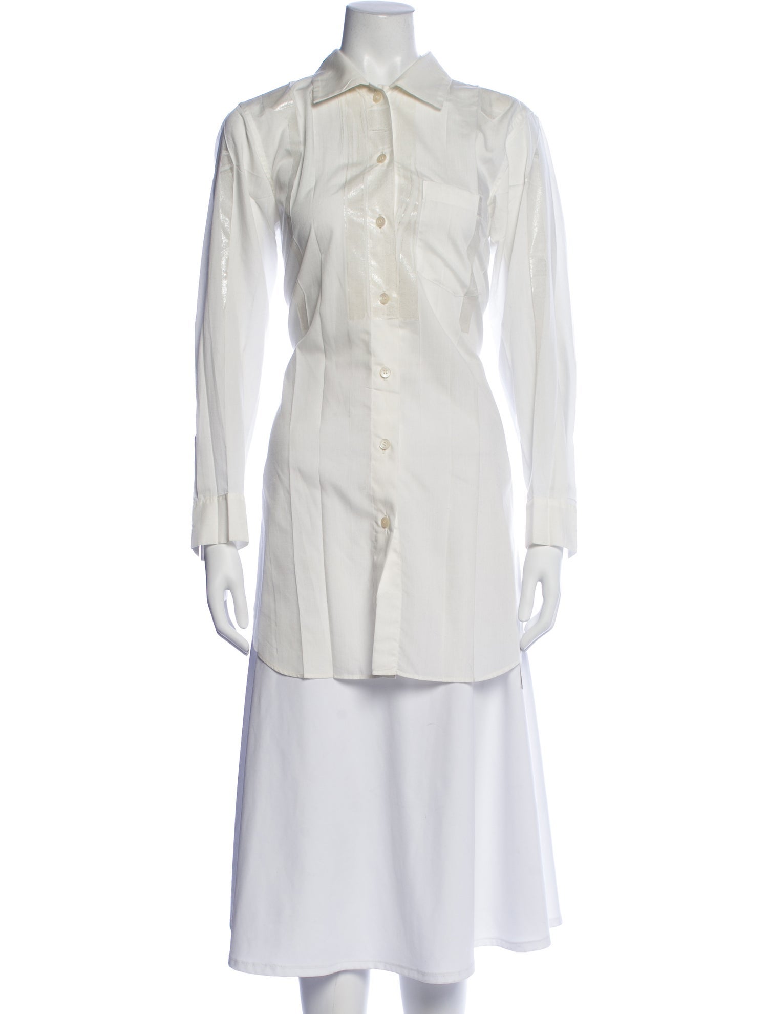 Issey Miyake Long Sleeve Button-Up Top