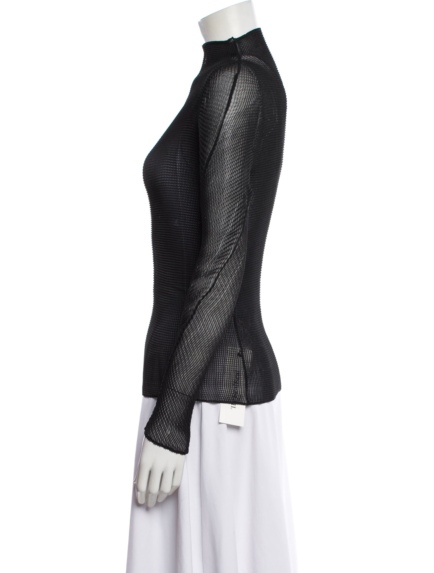 Issey Miyake Mock Neck Long Sleeve Top