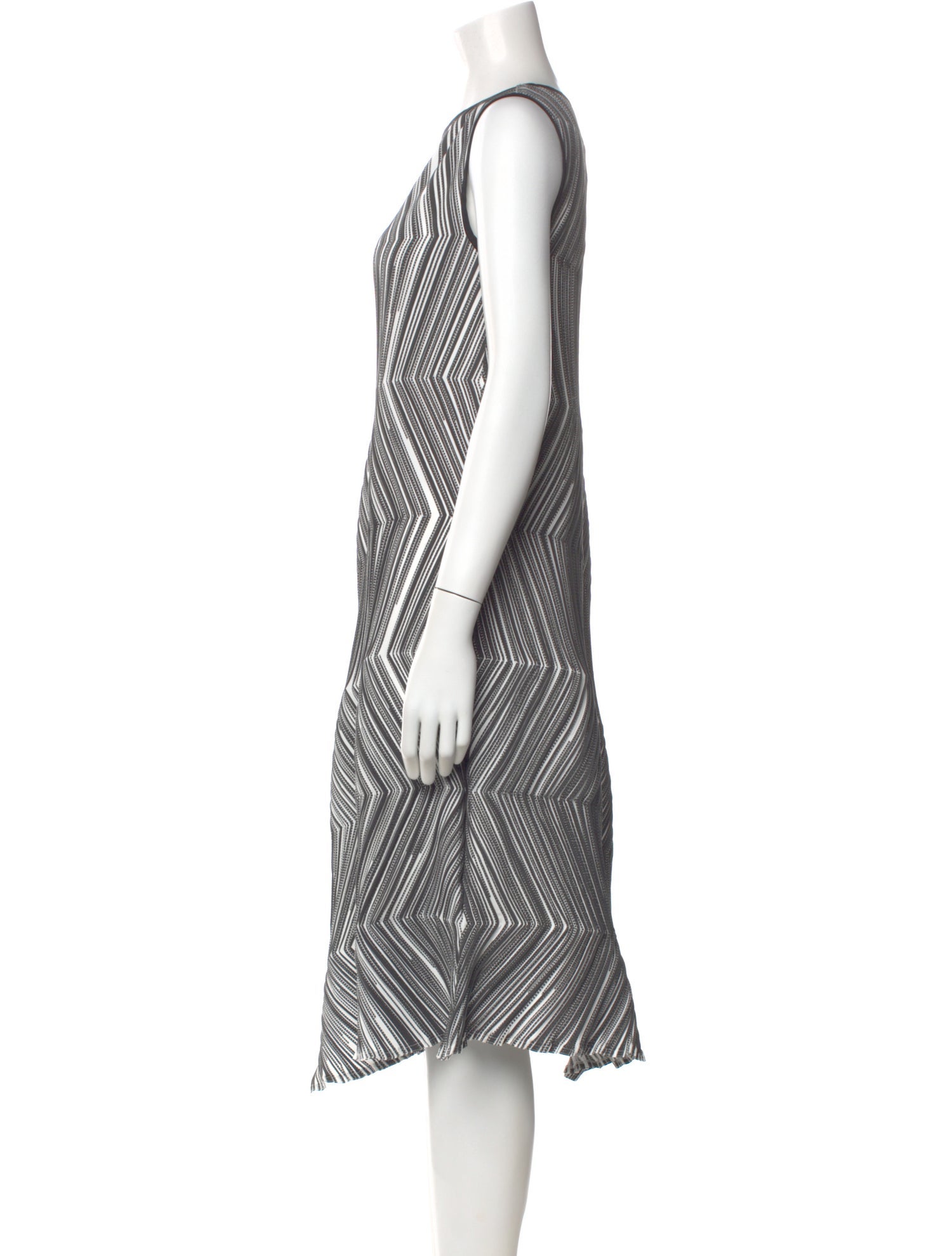 Issey Miyake Striped Midi Length Dress