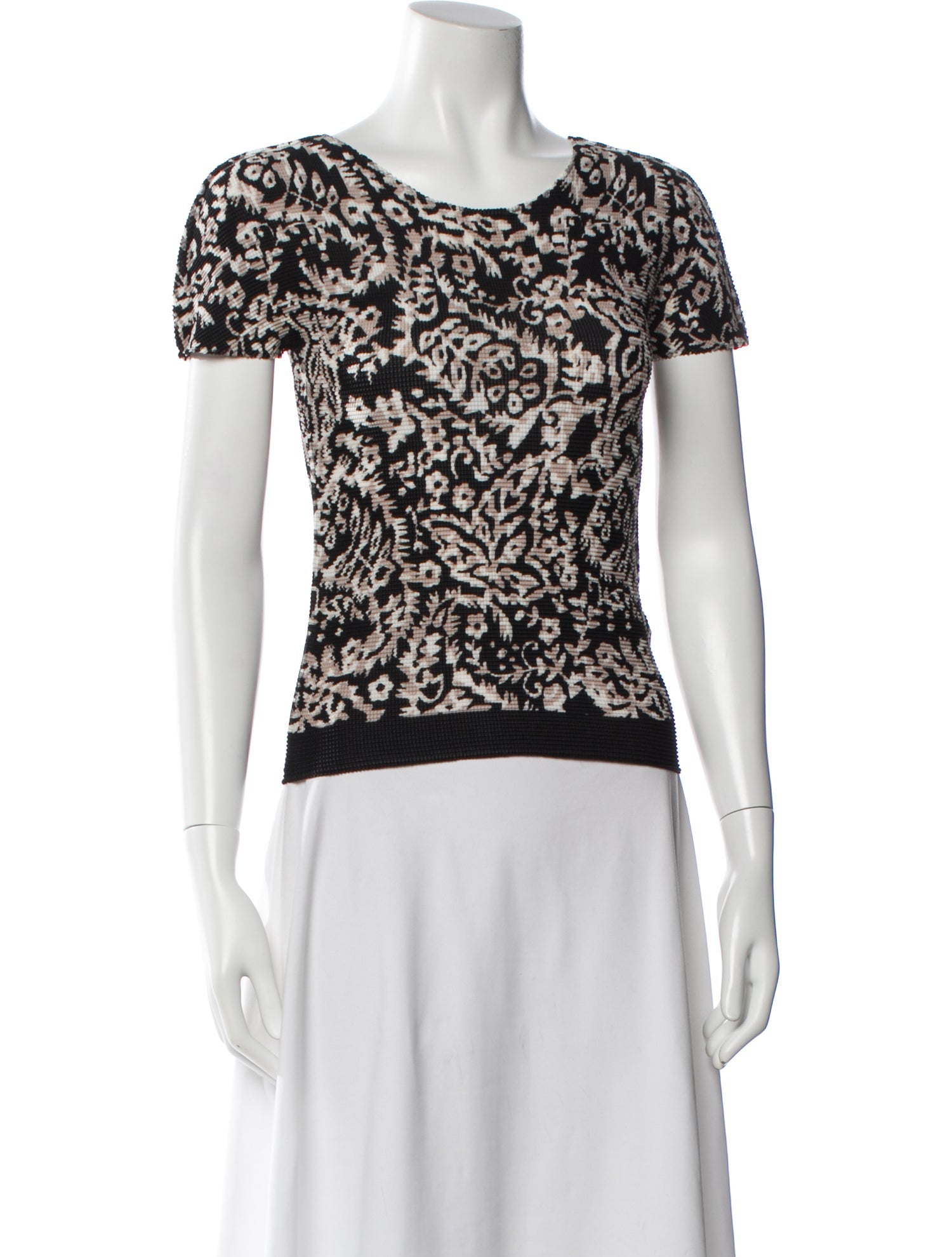 Issey Miyake Patterned Crew Neck Top