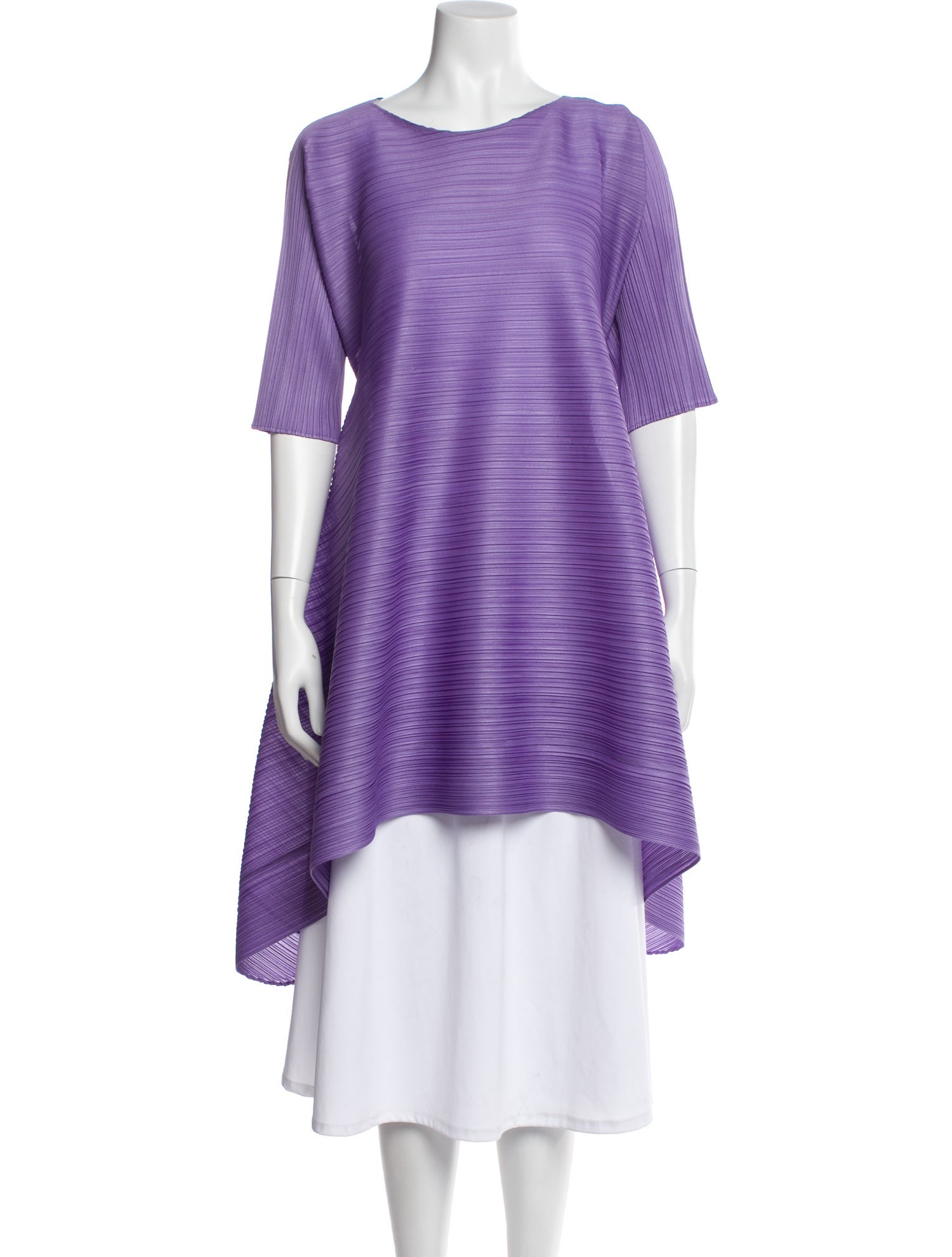 Issey Miyake Crew Neck Three-Quarter Sleeve Tunic