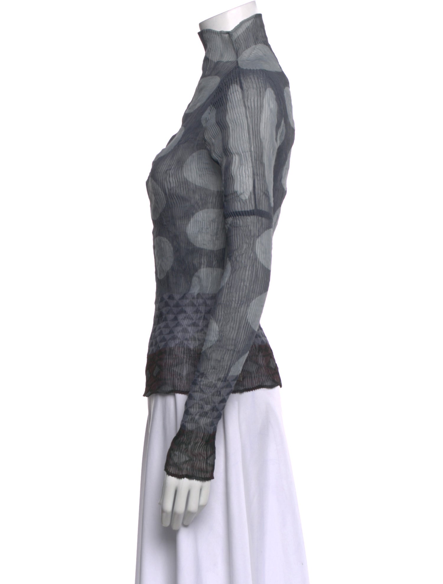 Issey Miyake Patterned Mock Neck Top