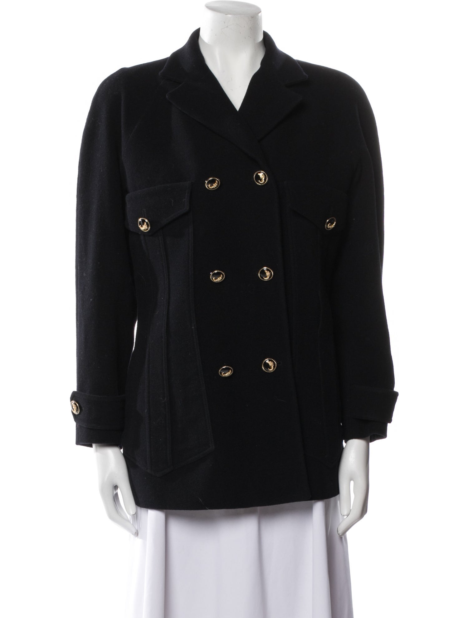 Istante by Versace Vintage Late 1990's - Early 2000's Peacoat