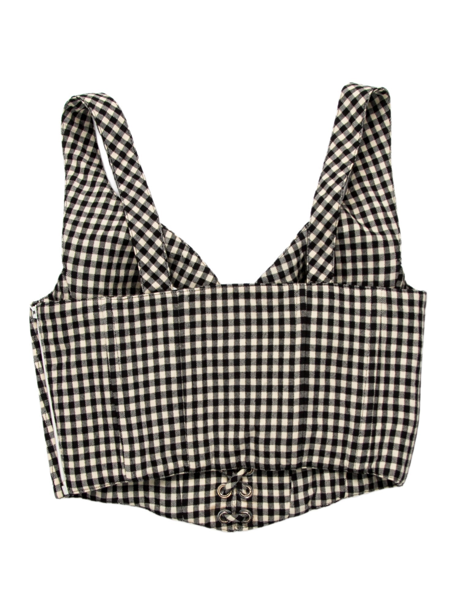 Istante by Versace Plaid Print Square Neckline Crop Top
