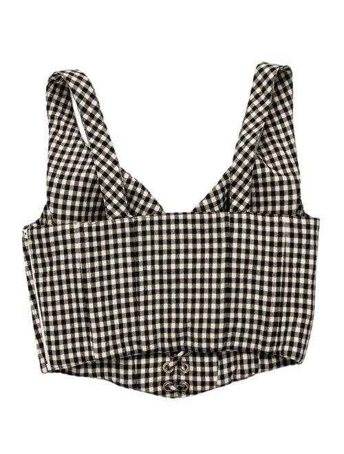 Istante by Versace Plaid Print Square Neckline Crop Top