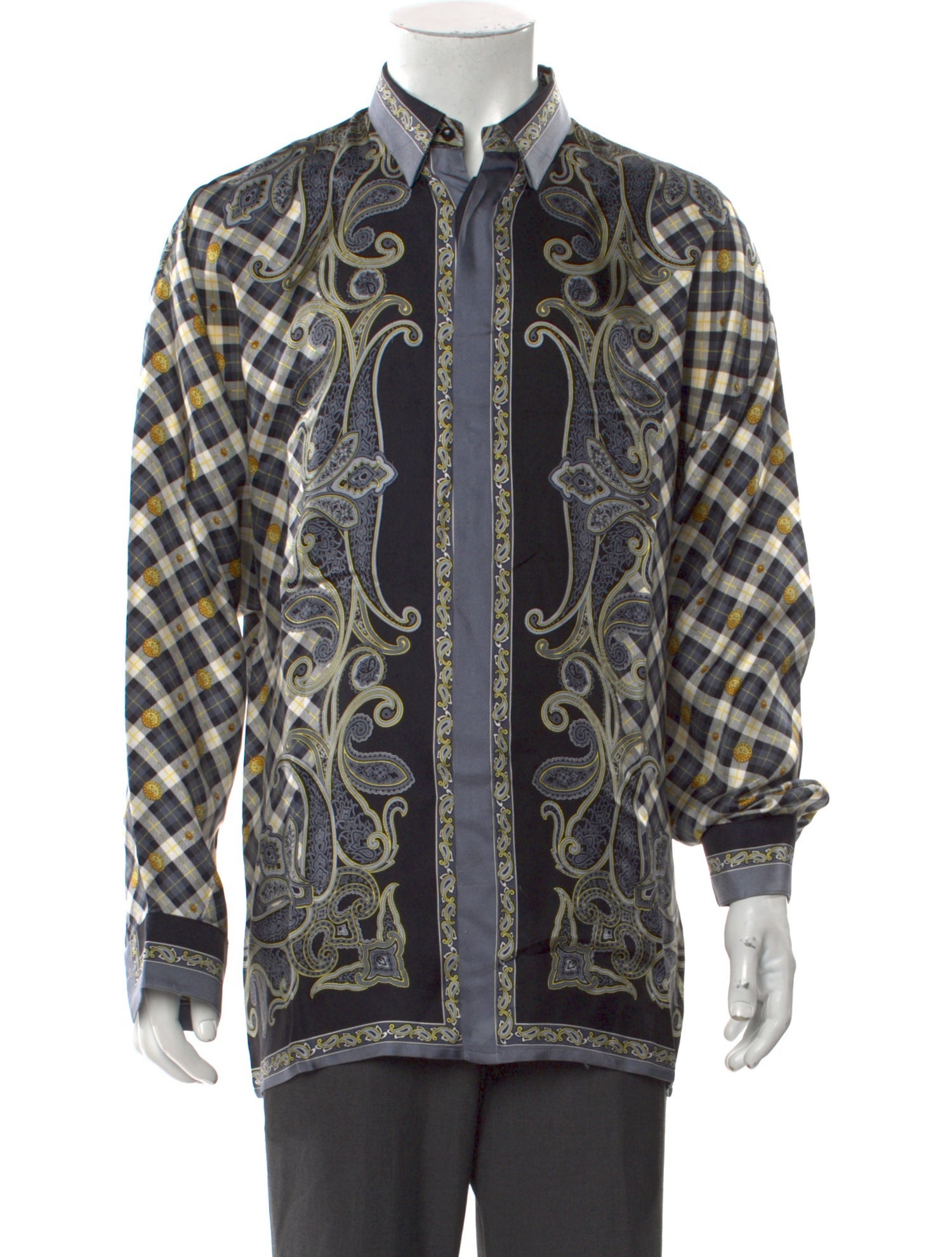 Istante by Versace Silk Paisley Print Shirt