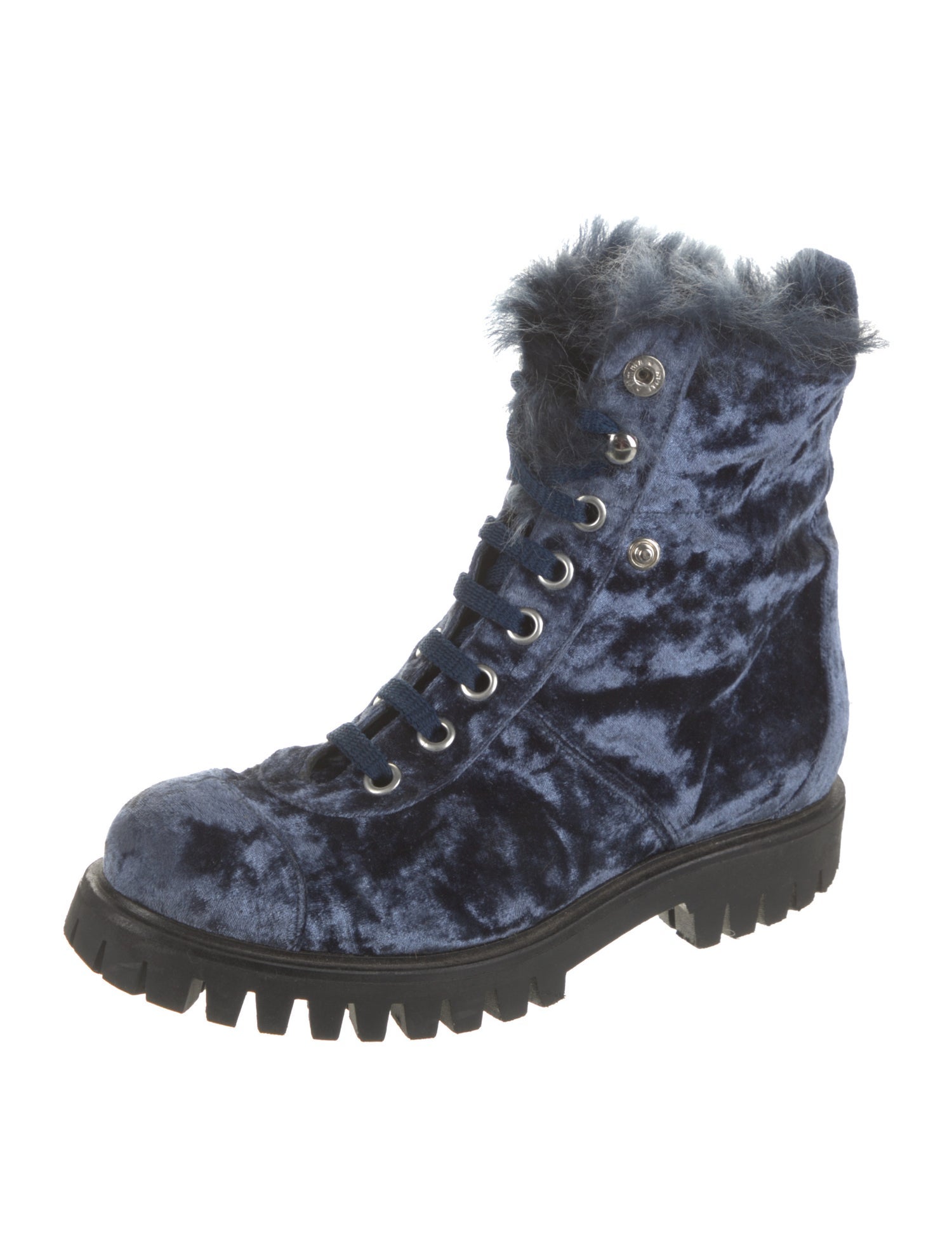 Isa Tapia Velvet Combat Boots