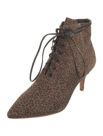 Isa Tapia Suede Animal Print Lace-Up Boots