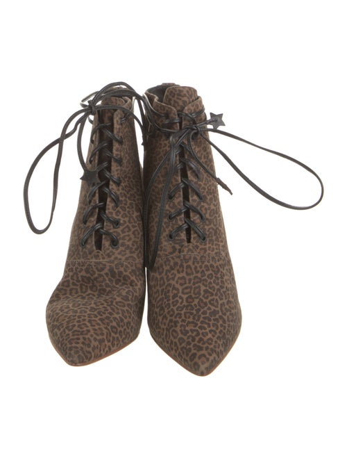 Isa Tapia Suede Animal Print Lace-Up Boots