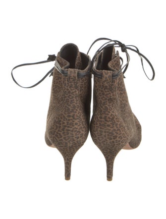 Isa Tapia Suede Animal Print Lace-Up Boots