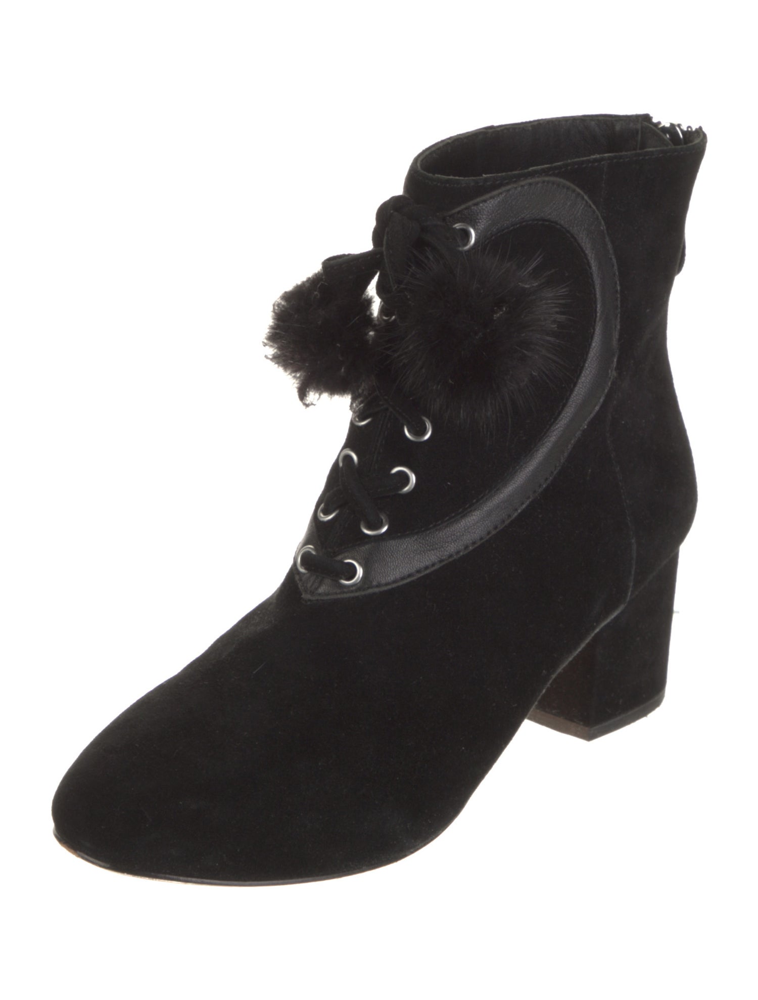 Isa Tapia Suede Leather Trim Embellishment Lace-Up Boots