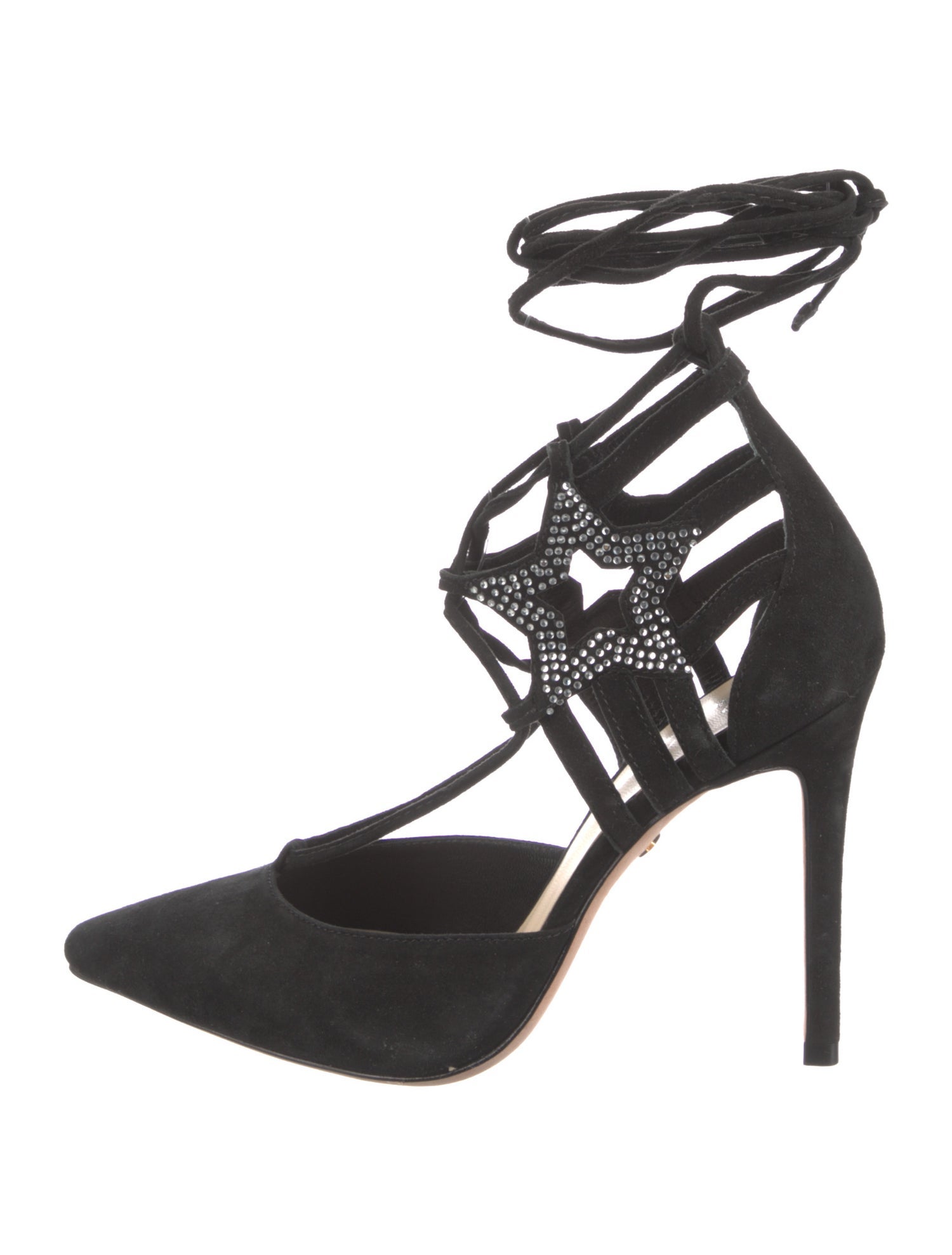 Isa Tapia Suede Studded Accents D'Orsay Pumps