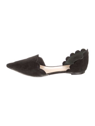 Isa Tapia Suede Scalloped Accent D'Orsay Flats