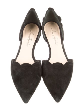 Isa Tapia Suede Scalloped Accent D'Orsay Flats