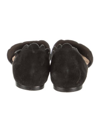 Isa Tapia Suede Scalloped Accent D'Orsay Flats