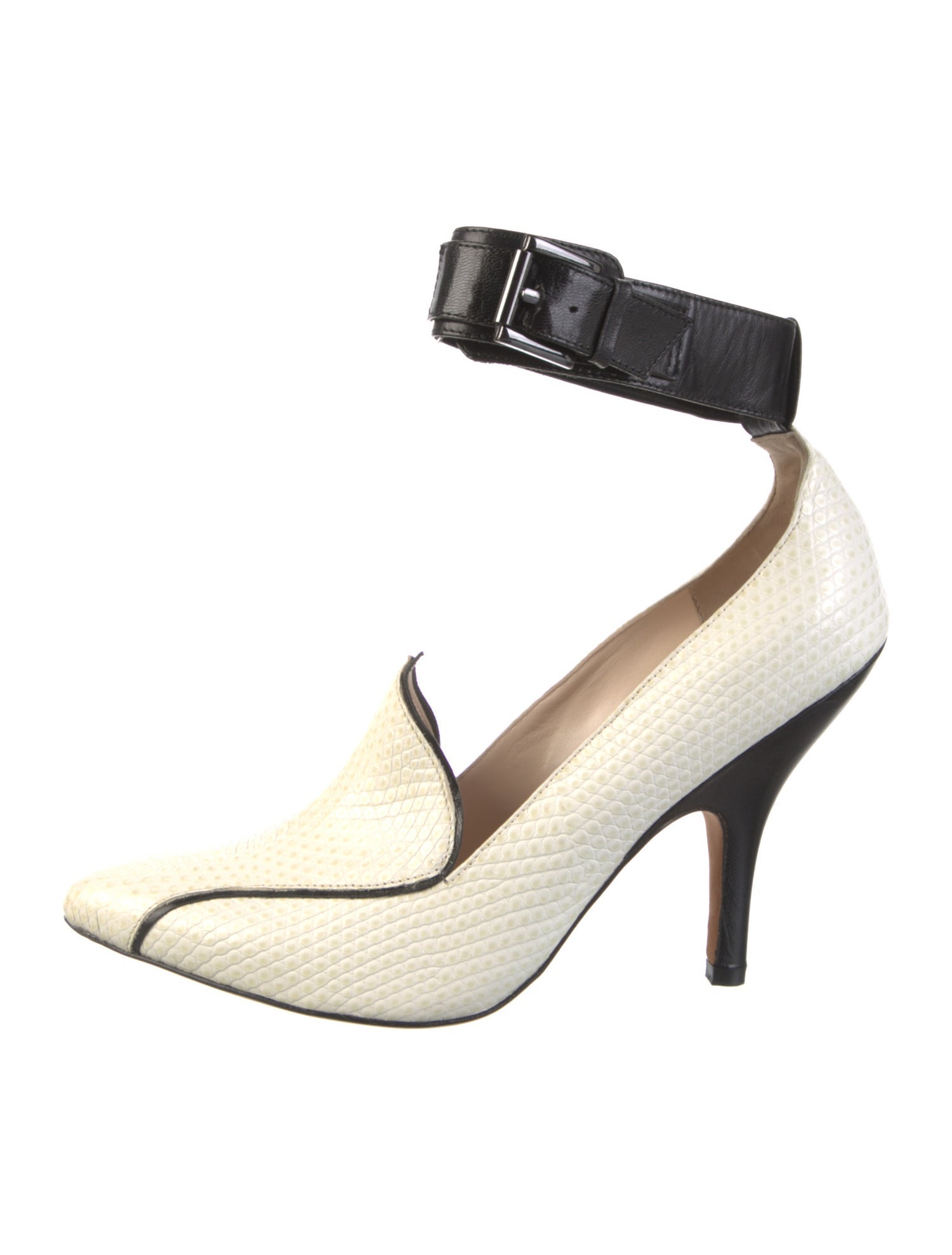 Isa Tapia Leather Colorblock Pattern Pumps
