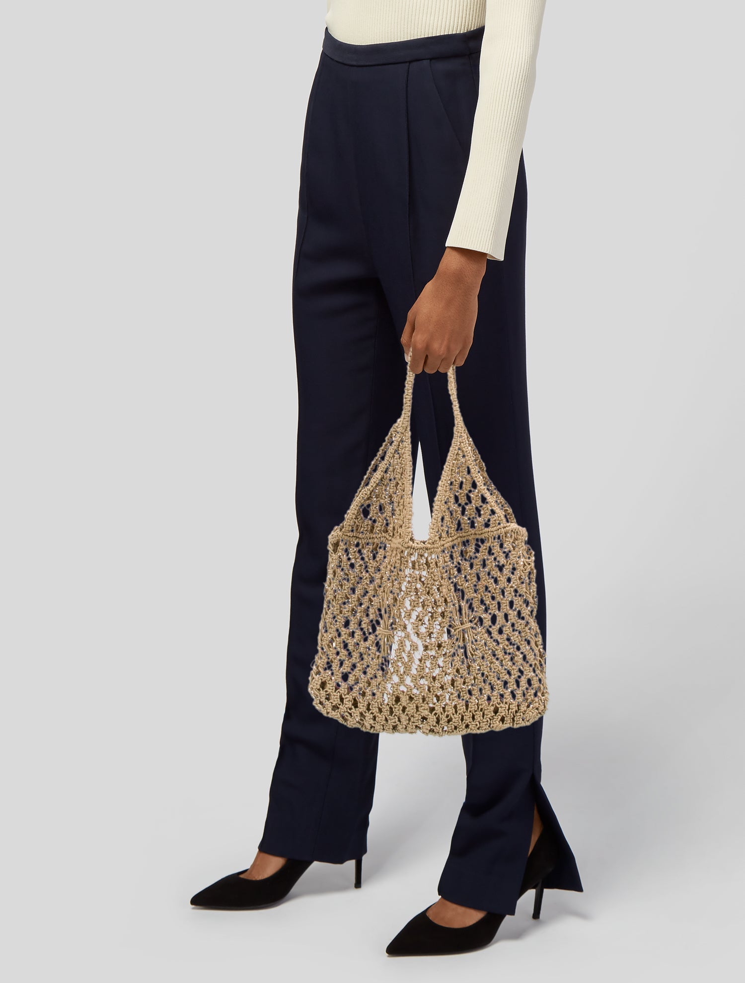 Isa Tapia Jute Shoulder Bag