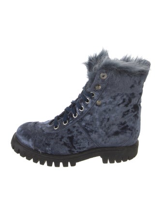 Isa Tapia Velvet Printed Combat Boots