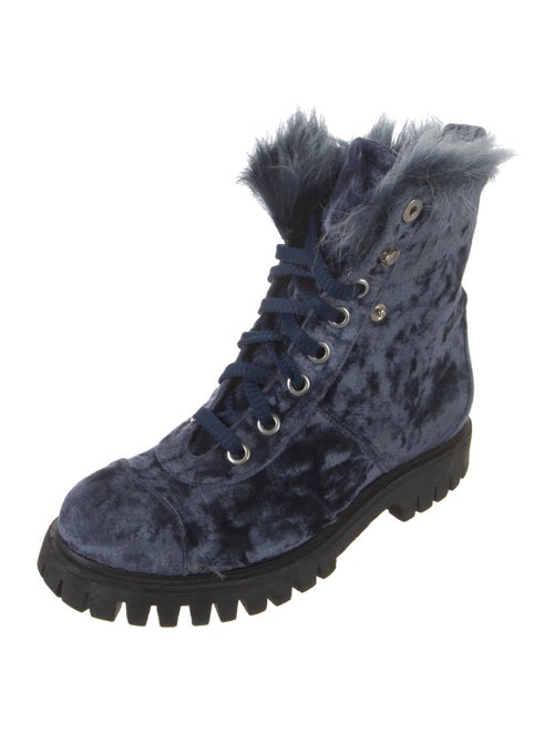 Isa Tapia Velvet Printed Combat Boots