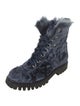 Isa Tapia Velvet Printed Combat Boots