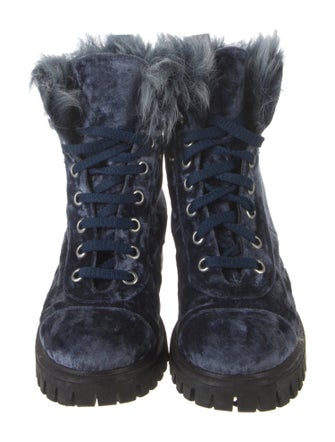 Isa Tapia Velvet Printed Combat Boots