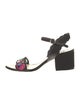 Isa Tapia Floral Print Embroidered Accent Sandals