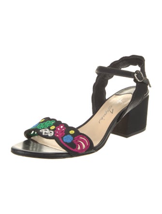 Isa Tapia Floral Print Embroidered Accent Sandals