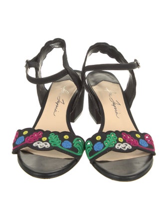Isa Tapia Floral Print Embroidered Accent Sandals