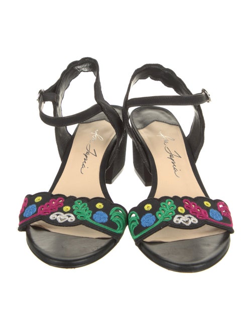 Isa Tapia Floral Print Embroidered Accent Sandals