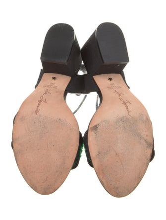 Isa Tapia Floral Print Embroidered Accent Sandals