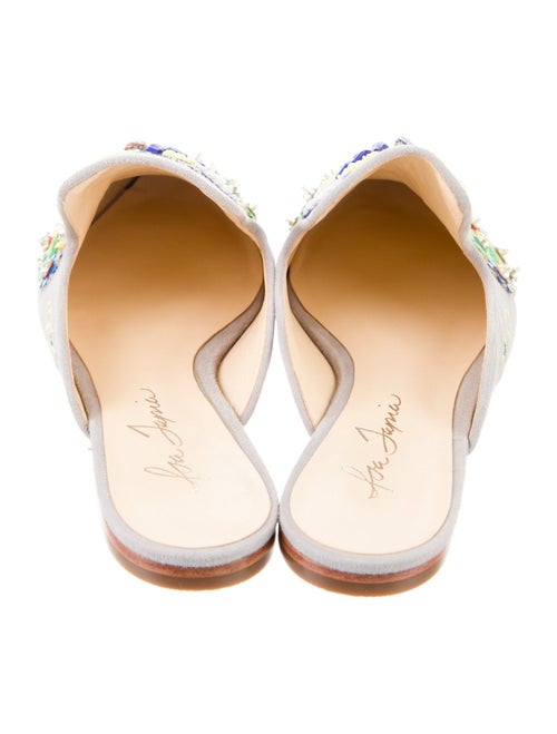 Isa Tapia Suede Floral Print Mules